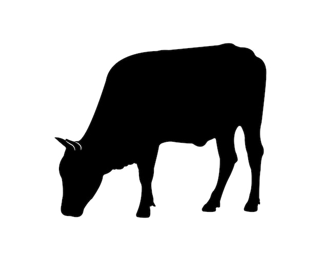 Векторный силуэт коровы на белом фоне