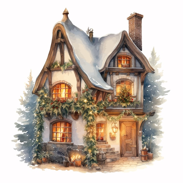 Vector vector cozy christmas house