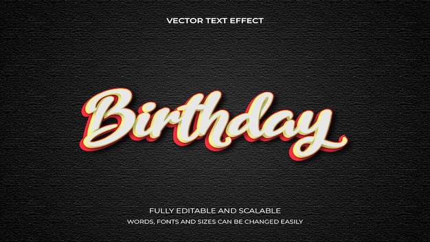 Vector creatieve 3D-tekst verjaardag, bewerkbare stijl effect sjabloon