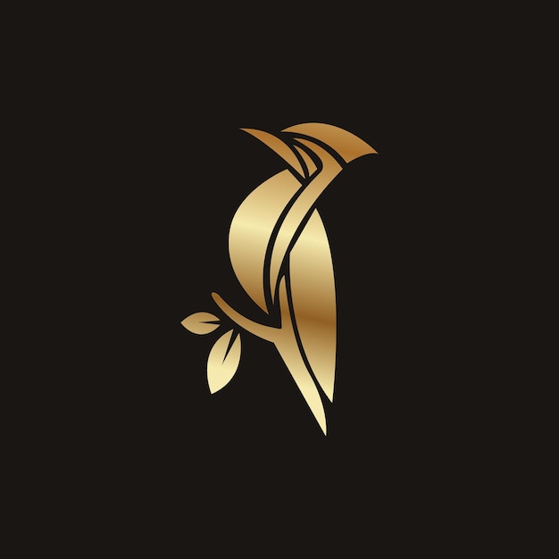 Vector creatieve en professionele gouden specht logo ontwerpsjabloon