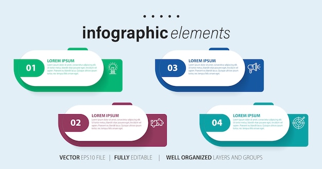 Vector creatieve infographic vier stappen sjabloon