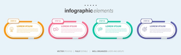 Vector creatieve infographic vier stappen sjabloon