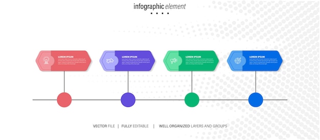 Vector creatieve infographic vier stappen sjabloon