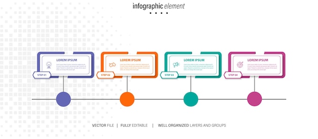 Vector creatieve infographic vier stappen sjabloon