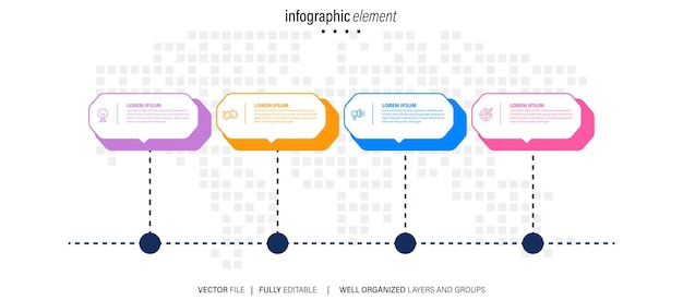 Vector vector creatieve infographic vier stappen sjabloon