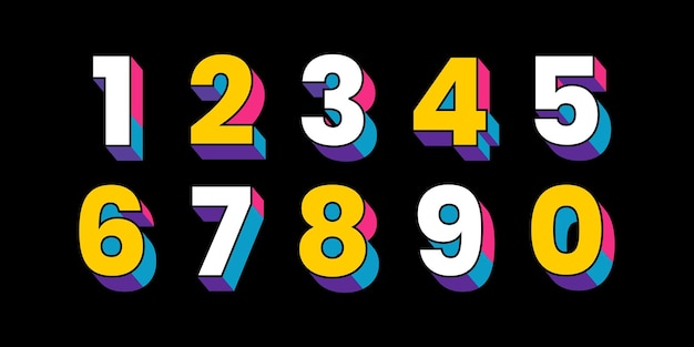 Vector creatieve kleur 3D geometrie vormen cijfers lettertype alfabet vectorillustraties