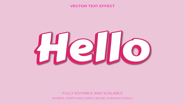 Vector creative 3d text hello, editable style effect template
