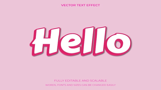 Vector creative 3d text hello, editable style effect template