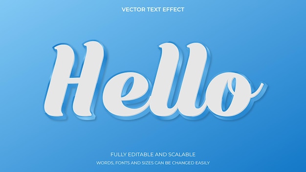 Vector creative 3d text hello, editable style effect template