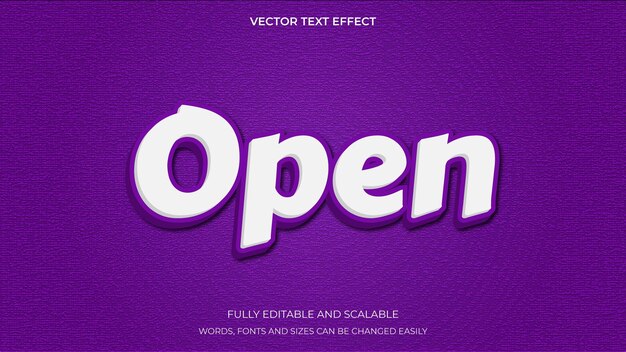 Vector creative 3d text open, editable style effect template