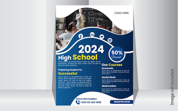 Vector vector creative back to school vertical flyer with photo