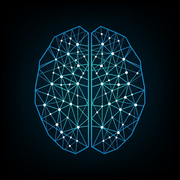 vector creative blue color concept of the human brain design