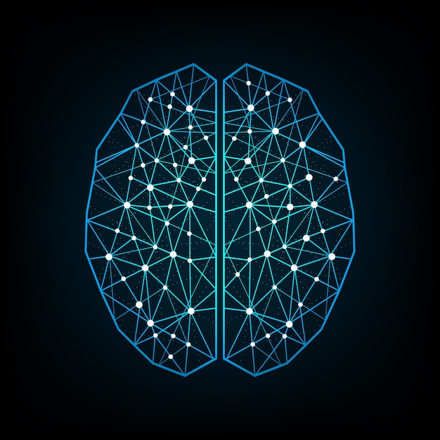 Vector vector creative blue color concept of the human brain design