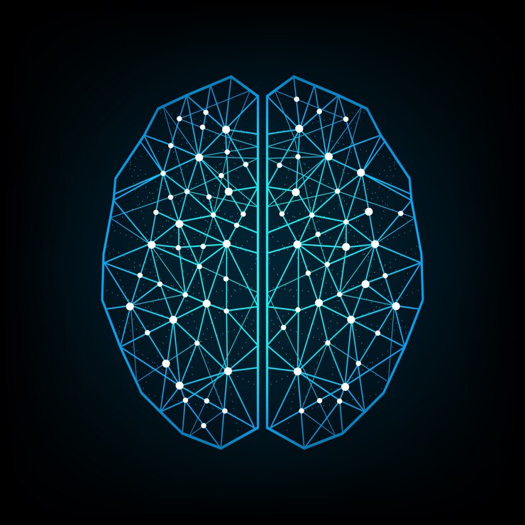 Vector vector creative blue color concept of the human brain design
