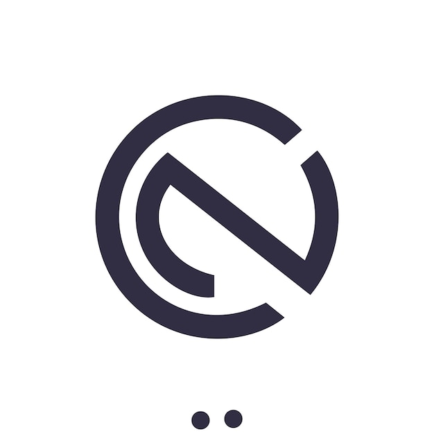 Векторный креативный дизайн логотипа cn с золотым кругом