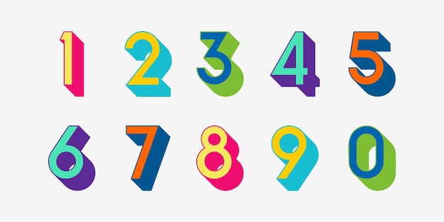 vector creative color 3d geometry shapes' numerals font alphabet vector illustrations