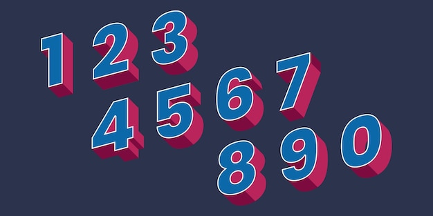 Vector creative color 3d geometry shapes' numerals font alphabet vector illustrations