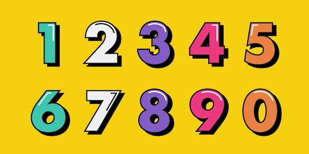 vector creative color geometry shapes' numerals font alphabet vector illustrations