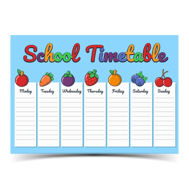 Vector creative flat design back to school timetable