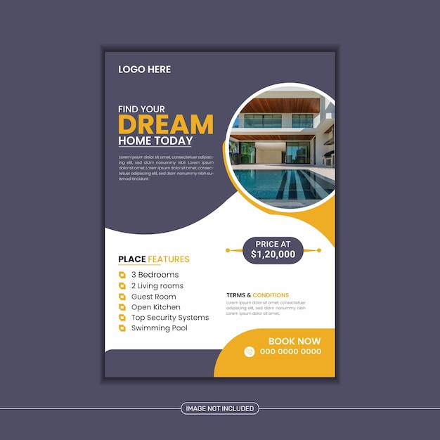 vector creative flyer design for social media and dream home for modern real estate