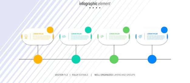 Vettore modello di vettore infografica creativa quattro passaggi