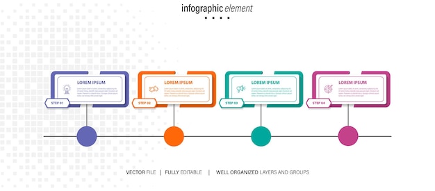 Векторный креативный инфографический шаблон из четырех шагов