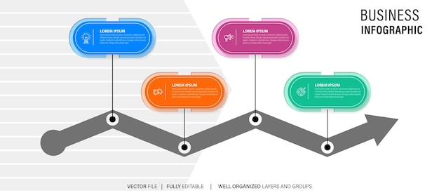 Vector creative infographic four steps template