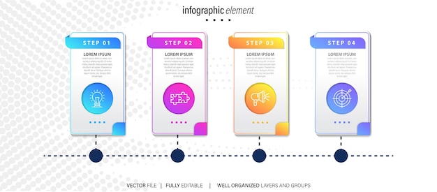 Vector creative infographic four steps template