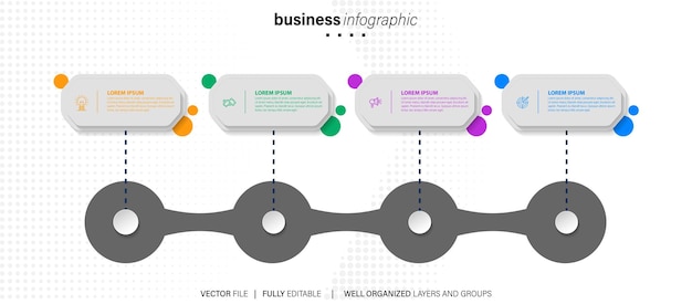 Vettore modello infografico creativo vettoriale in quattro fasi