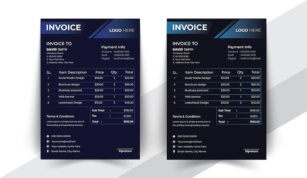 Vector creative invoice template design