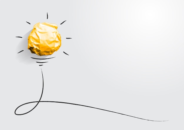 ベクトル 落書きアート絵画と紙のボールで創造的な電球のアイデアと革新をベクトルします