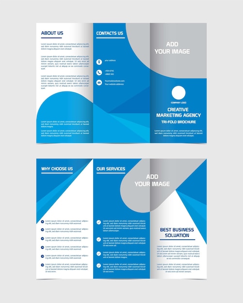 Vector creative marketing agency trifold brochure design editable and resizable