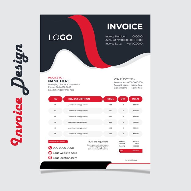 Vector creative modern professional business invoice template