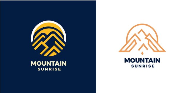 Вектор творческий дизайн логотипа восхода солнца в горах