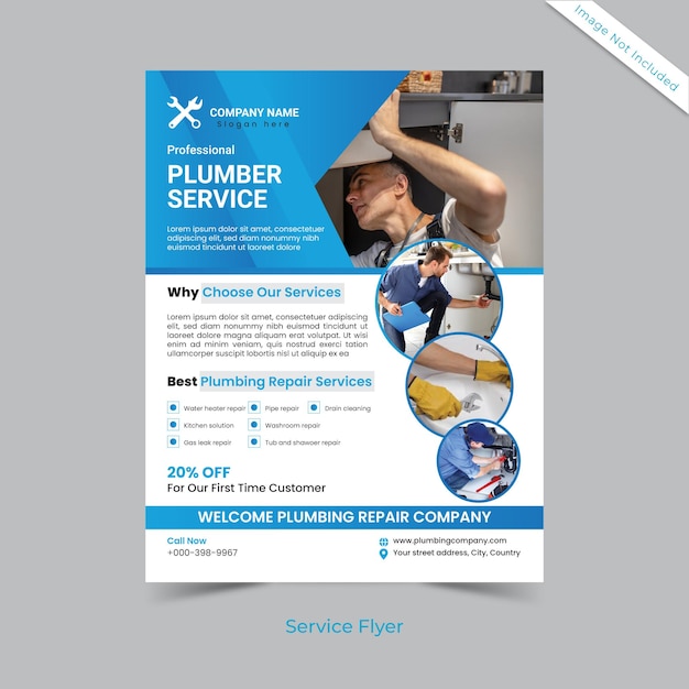 vector creative plumbing service flyer template