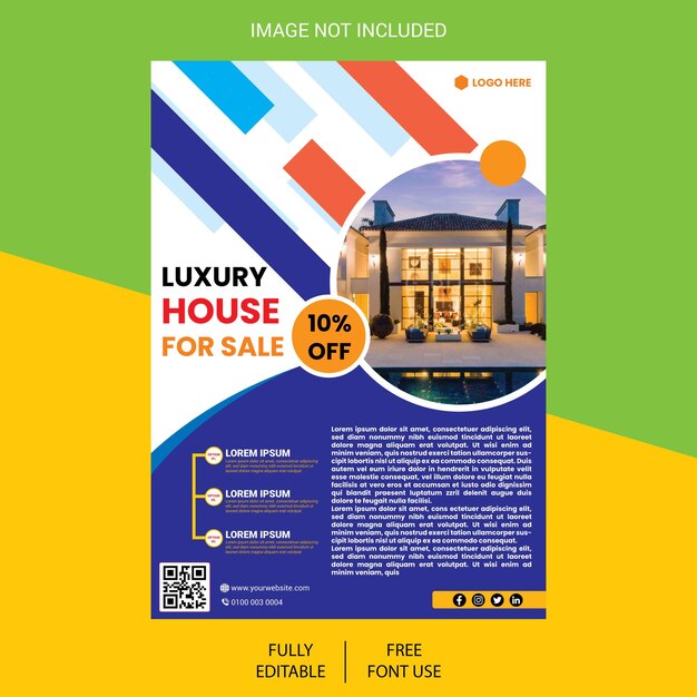 Vector vector creative real estate house property for sale flayer template