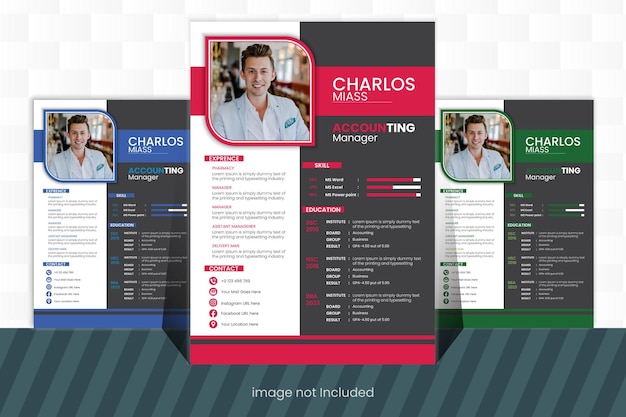 Vector vector creative resume cv design with 3 color