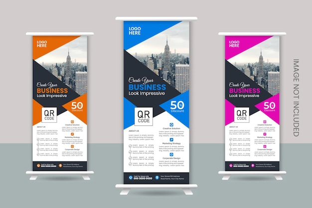 Vector creative roll up banner template design