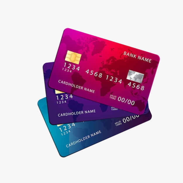 Vettore modello di progettazione di carte di credito o di debito vettoriali realistiche