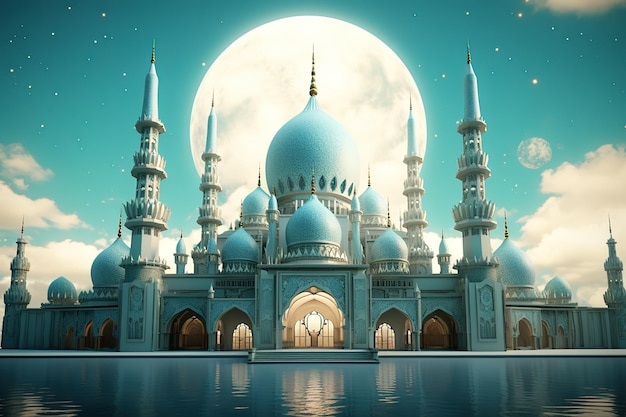 vector crescent blue moons realistic eid mubarak
