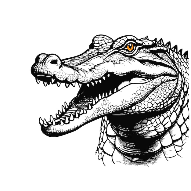 Vector crocodile head sketch hand drawn in doodle style illustration cartoon