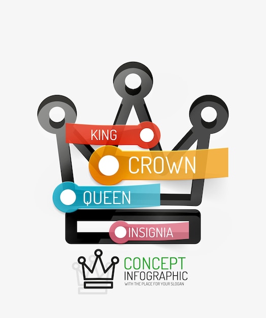 Vector crown infographics line style and keys