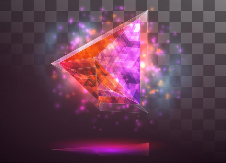 Vector vector crystal. power and energy of the elements. blue, violet, neon glow.