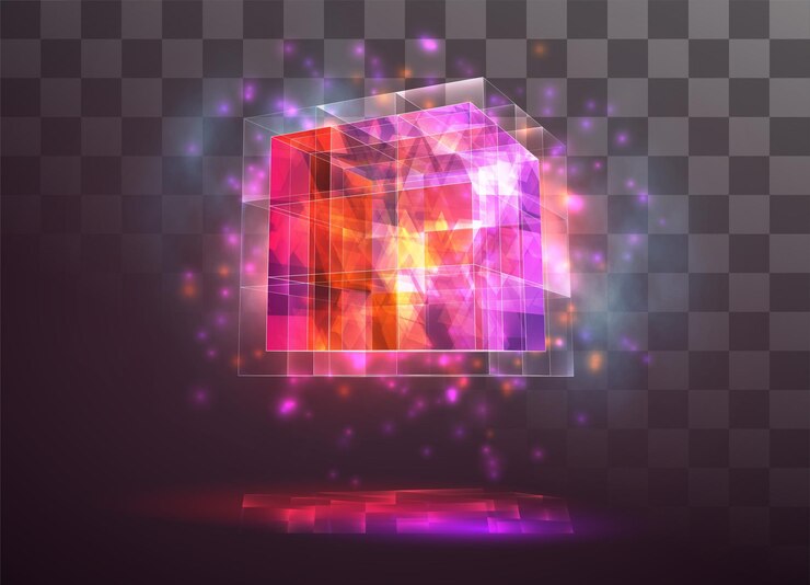Vector vector crystal. power and energy of the elements. blue, violet, neon glow.