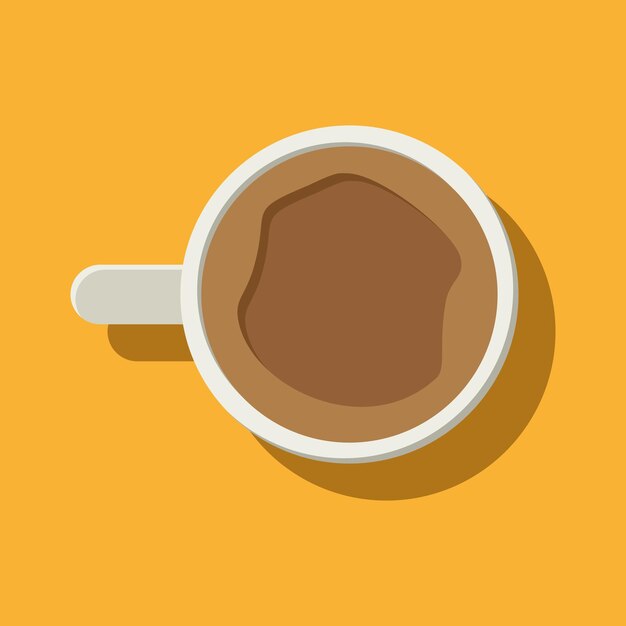 Vector cup of hot coffee on yellow background