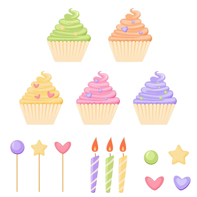 Vector Cupcakes cartoon stijl