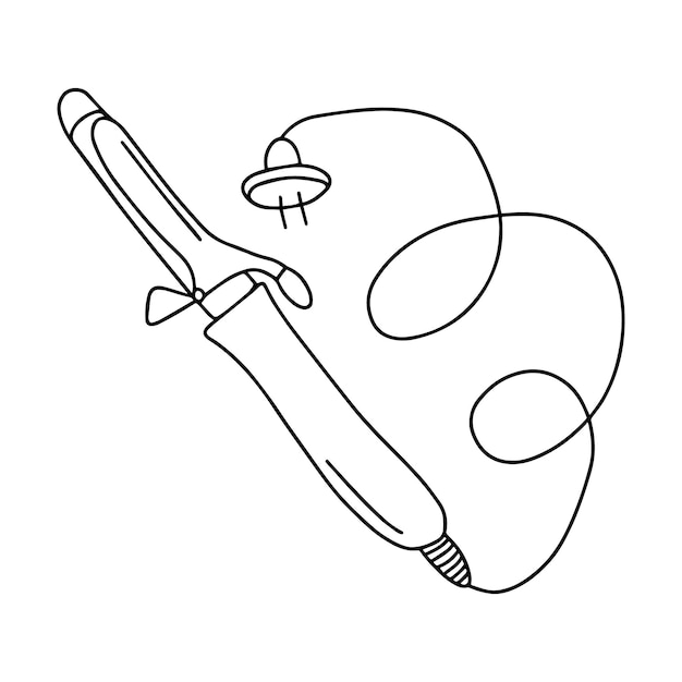 Illustrazione disegnata a mano del ferro arricciacapelli doodle clipart di ferro arricciacapelli
