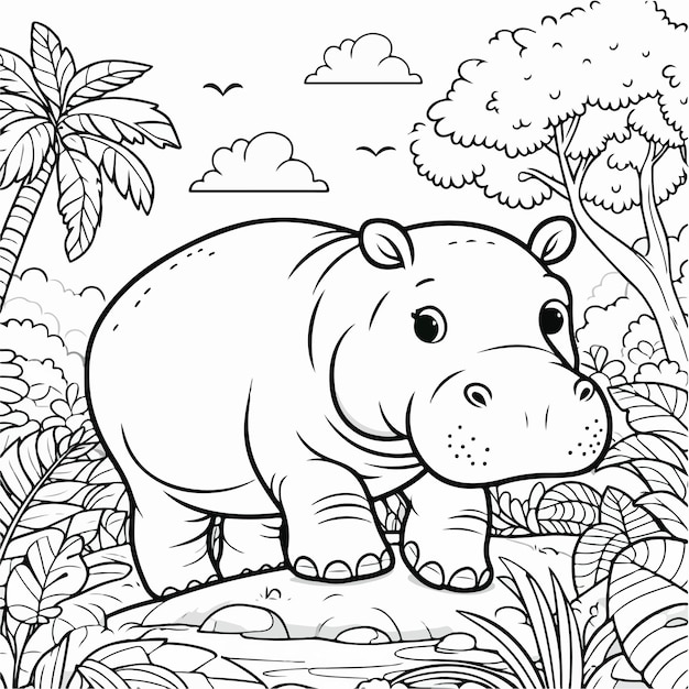 Vector vector cute animal coloring book illustration