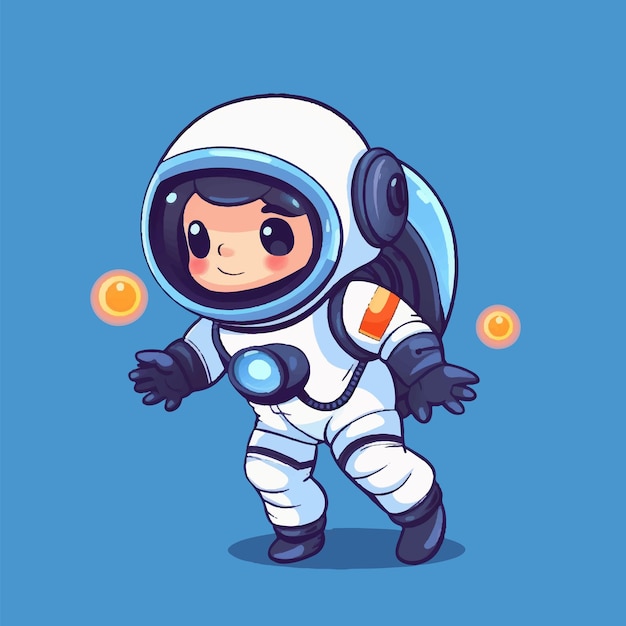 Astronauta carino vettoriale con illustrazione del personaggio del design piatto stella