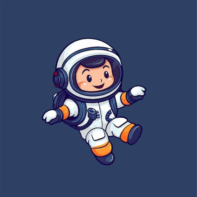 Astronauta carino vettoriale con illustrazione del personaggio del design piatto stella